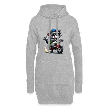 Raton laveur cool à vélo – Vélo drôle - Sweat-shirt à capuche long Femme - gris chiné - Devant