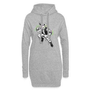 Heavy Metal Osterhase Rocker Ostern Hardcore Hase - Hoodie-Kleid - Grau meliert - Vorne