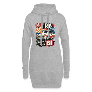Vintage Trabi Wer TRA sagt muss auch BI sagen - Hoodie-Kleid - Grau meliert - Vorne