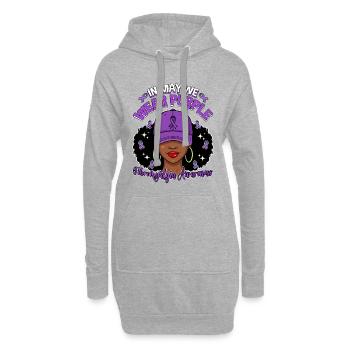 En mai, nous portons le Mois de la sensibilisation à la fibromyalgie violette - Sweat-shirt à capuche long Femme - gris chiné - Devant