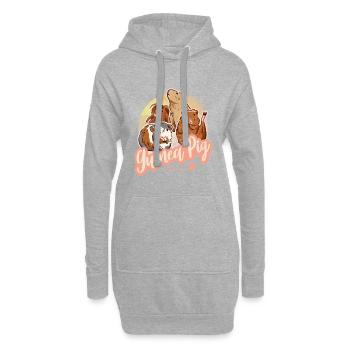 Portrait vintage de cochon d’Inde pour les amoureux des animaux - Sweat-shirt à capuche long Femme - gris chiné - Devant
