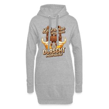 Trachtenshirt Herren Trachten T-Shirt Lederhose - Hoodie-Kleid - Grau meliert - Vorne