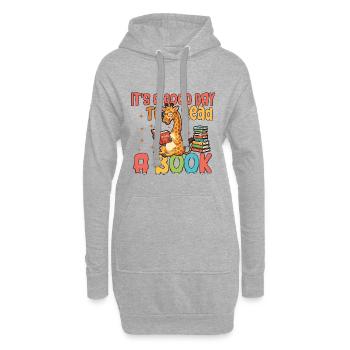 Es ist ein guter Tag, um ein Buch zu lesen, Giraffe-Bücherliebhaber - Hoodie-Kleid - Grau meliert - Vorne