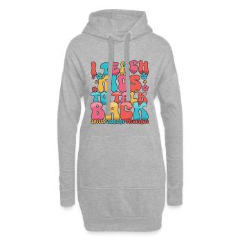 Ich bringe Kindern das Zurücksprechen der Sprachsprache bei - Hoodie-Kleid - Grau meliert - Vorne