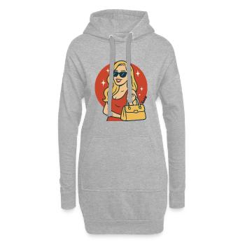 Retro-Glam-Sonnenbrillen-Diva - Hoodie-Kleid - Grau meliert - Vorne