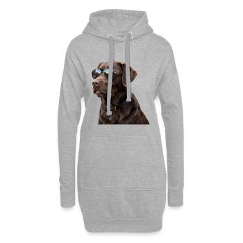Chocolate Labrador Sonnenbrille Cooler Hund - Hoodie-Kleid - Grau meliert - Vorne