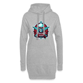 Commitment Issues Skull Badge - Hoodie Dress - heather grey - Front