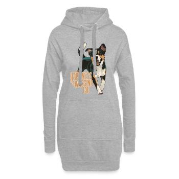 Glück ist ein Wedelschwanz-Hund-Design - Hoodie-Kleid - Grau meliert - Vorne