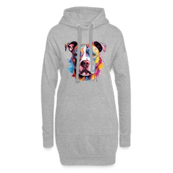 Bunte Hunde-Spritzkunst-Pitbull - Hoodie-Kleid - Grau meliert - Vorne