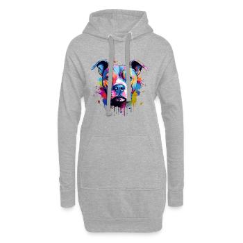 Splash Art Pitbull Dog Coloré - Sweat-shirt à capuche long Femme - gris chiné - Devant