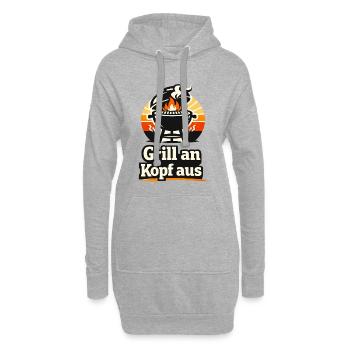 Grill an Kopf aus BBQ Spruch für Grillfans - Hoodie-Kleid - Grau meliert - Vorne