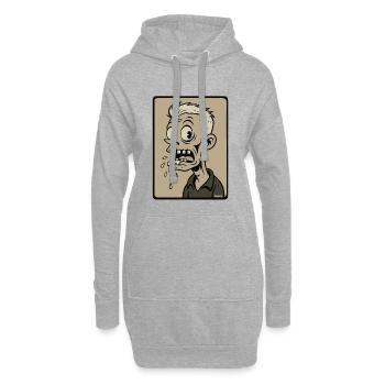 Grotesker Cartoon-Zombie-Sabber - Hoodie-Kleid - Grau meliert - Vorne
