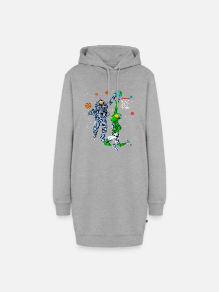 Astronaut Alien Basketballshirt - Hoodie-Kleid - Grau meliert