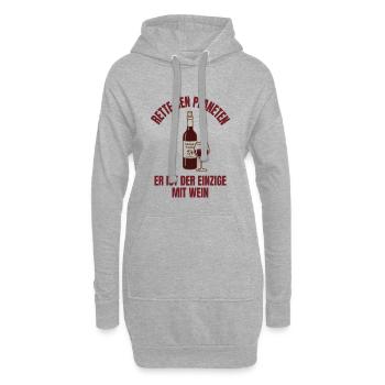 Rette Wasser Trink Wein Shirt Lustig - Hoodie-Kleid - Grau meliert - Vorne