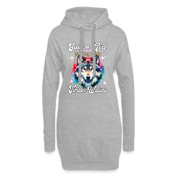 Fille Loup Gris Loup Bois - Sweat-shirt à capuche long Femme - gris chiné - Devant