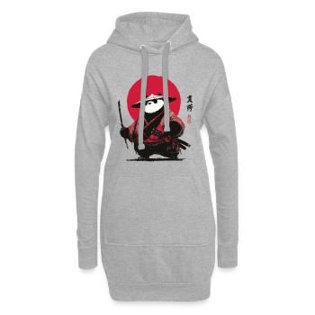 Panda Samurai in Vintage Sunset - Hoodie Dress - heather grey - Front