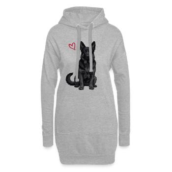 Berger allemand noir - Sweat-shirt à capuche long Femme - gris chiné - Devant
