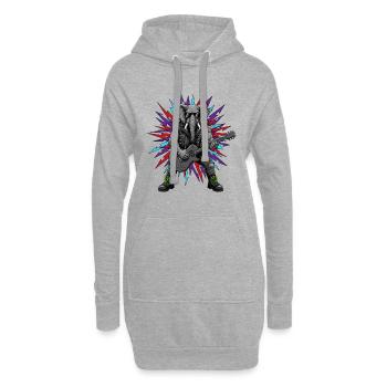 Heavy Metal Rocker Tier Elefant Gitarre Rock Musik - Hoodie-Kleid - Grau meliert - Vorne