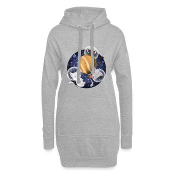 Chemise Kawaii Space Cats Jupiter - Sweat-shirt à capuche long Femme - gris chiné - Devant