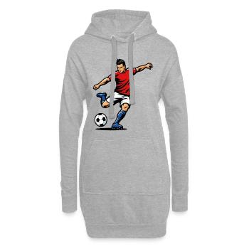 Footballspieler in Aktion - Hoodie-Kleid - Grau meliert - Vorne