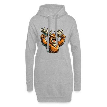 Elch jubelt - Hoodie-Kleid - Grau meliert - Vorne