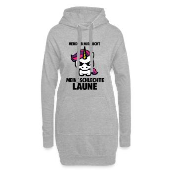 Wütendes Einhorn im frechen Bad Mood Stil - Hoodie-Kleid - Grau meliert - Vorne