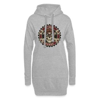Moto Biker V-Twin Moteur Skull Skull Rocker - Sweat-shirt à capuche long Femme - gris chiné - Devant