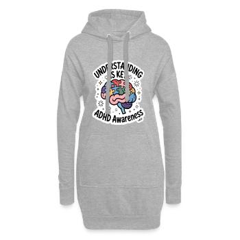Prise de conscience du TDAH dans le cerveau d’énigme - Sweat-shirt à capuche long Femme - gris chiné - Devant