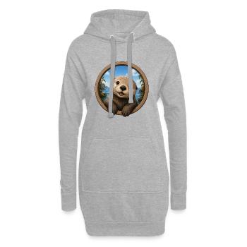 Otter im Rundfenster am Meer - Hoodie-Kleid - Grau meliert - Vorne