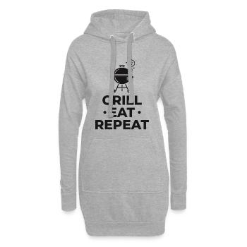 Grill Eat Repeat – Le must-have pour les maîtres du grill - Sweat-shirt à capuche long Femme - gris chiné - Devant