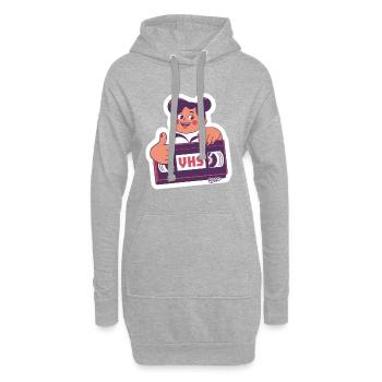 VHS Kawaii Retro-Kassette - Hoodie-Kleid - Grau meliert - Vorne