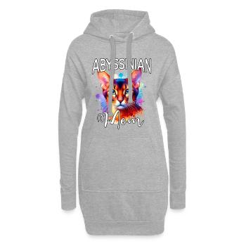 Maman chatte abyssinienne - Sweat-shirt à capuche long Femme - gris chiné - Devant