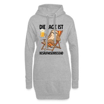 Die Lage Ist Besäufniserregend mit Faultier - Hoodie-Kleid - Grau meliert - Vorne