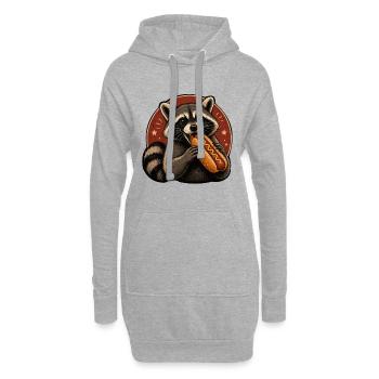 Waschbär-Genuss Hotdog Illustration - Hoodie-Kleid - Grau meliert - Vorne
