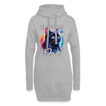 Schwarze Katze Papa - Hoodie-Kleid - Grau meliert - Vorne
