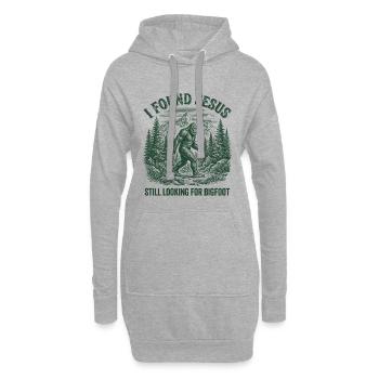 J’ai trouvé Jésus toujours en train de chercher Bigfoot - Sweat-shirt à capuche long Femme - gris chiné - Devant