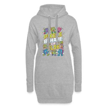 Print Designer Pixels Behave Or Else Visual Design - Hoodie-Kleid - Grau meliert - Vorne