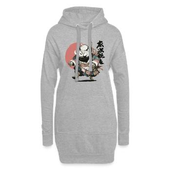 Eber-Samurai in Ukiyo-Rüstung - Hoodie-Kleid - Grau meliert - Vorne