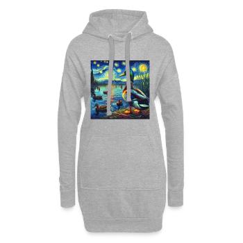 Nuit étoilée de canard colvert - Sweat-shirt à capuche long Femme - gris chiné - Devant