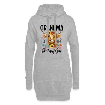 Grand-mère de la fille d’anniversaire - Sweat-shirt à capuche long Femme - gris chiné - Devant