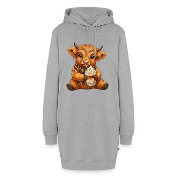 Café glacé de vache des Highlands - Sweat-shirt à capuche long Femme - gris chiné - Devant