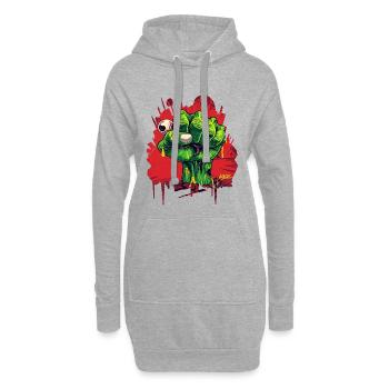 Zombie-Faust-Graffiti-T-Shirt - Hoodie-Kleid - Grau meliert - Vorne
