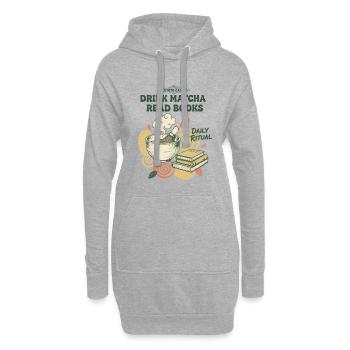 Matcha trinken, Bücher lesen, tägliches Ritual, Kyoto, Matcha. - Hoodie-Kleid - Grau meliert - Vorne