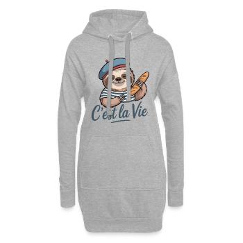 C’est La Vie Shirt mit Faultier Frankreich Urlaub - Hoodie-Kleid - Grau meliert - Vorne