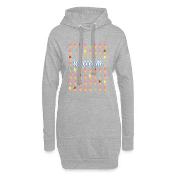 Glace en cornet style gaufre vintage - Sweat-shirt à capuche long Femme - gris chiné - Devant