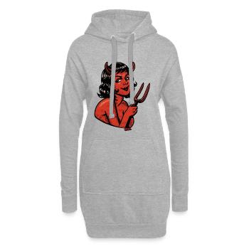 Devil Pinup in Halftone Red - Hoodie Dress - heather grey - Front