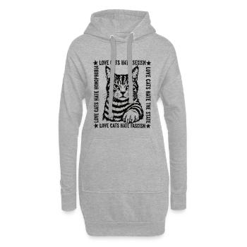 Haut Statement Cat Love Cats - Sweat-shirt à capuche long Femme - gris chiné - Devant