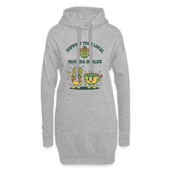 Unterstützen Sie Ihren lokalen Matcha-Händler mit lustigen Matcha-Tee - Hoodie-Kleid - Grau meliert - Vorne