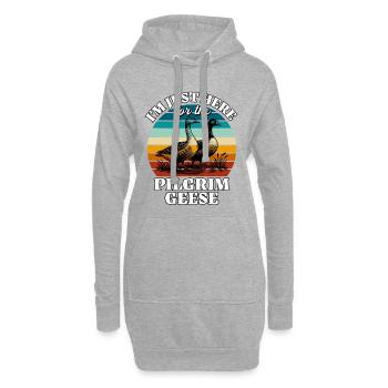 Drôles de proverbes de l’oie pèlerine - Sweat-shirt à capuche long Femme - gris chiné - Devant