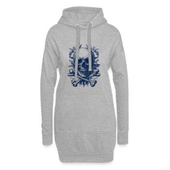 Floraler Totenschädel – Dunkle Schönheit - Hoodie-Kleid - Grau meliert - Vorne